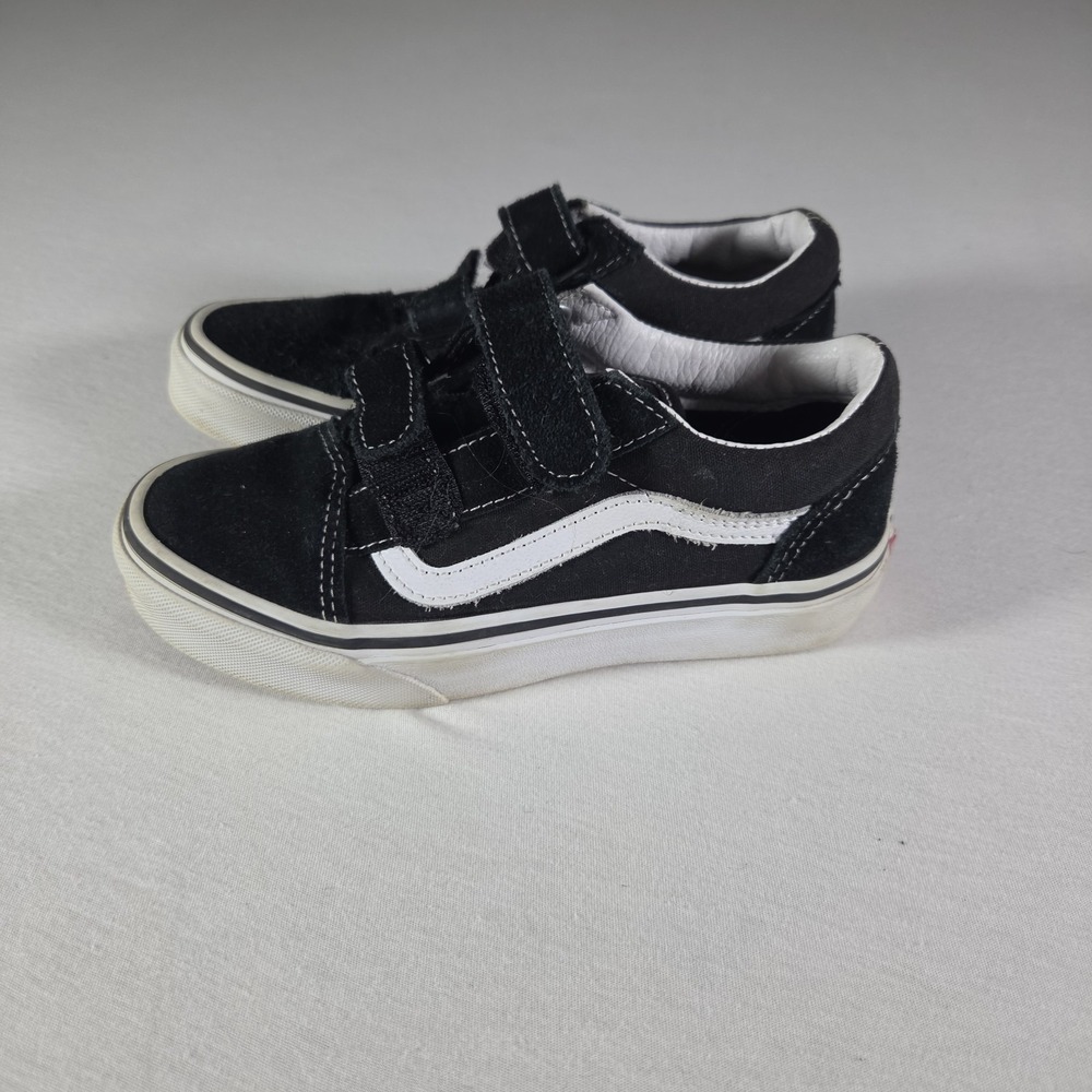 Vans Old Skool V Kids Size 1 Black White Suede Canvas Shoes 508731